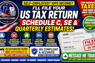 file your US tax return self employed 1099 schedule c se and quarterly estimates