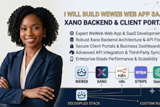 build weweb web app saas, xano backend, api integration, and client portal