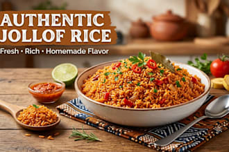cook jolof rice with fried rice nd chicken