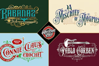 create awesome vintage, hand lettering, victorian and tattoo studio logo design