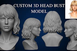 create a custom 3d head model, head sculpt, and character bust