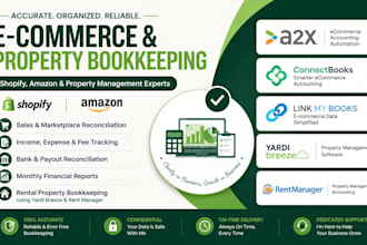provide shopify amazon bookkeeping with a2x, connectbooks, and link my bo
