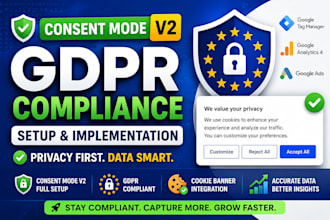setup google consent mode v2, cookie banner and gdpr compliance