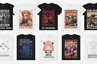 create unique anime t shirt designs for your clothing brand