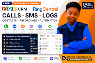 integrate zoho ringcentral calls sms logs contacts recordings automation