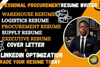 craft a procurement, logistic, warehouse, supply resume