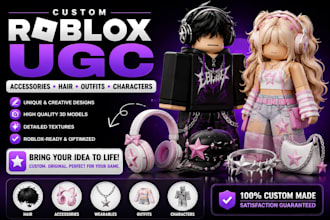 create custom roblox ugc accessories, hair, outfits and characters