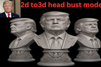 sculpt 2d photo to 3d bust model, 3d head model, stl file for 3d printing