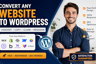 clone or convert wix, webflow, lovable, replit, ai websites to wordpress