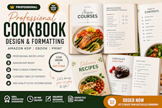 design cookbook recipe book layout formatting amazon KDP ebook and print