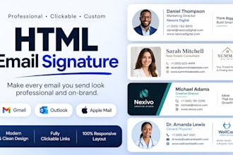 design clickable email signature HTML email signature gmail outlook apple mail