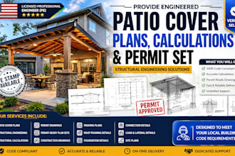 provide engineered patio cover plans, calculations and permit set