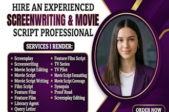 write and edit movie script, screenplay stageplay tv series script coverage