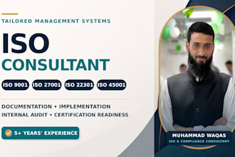 provide iso 9001, 27001, 22301 and 45001 consultancy and documentation