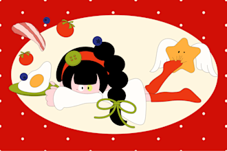 draw cute custom character illustrations and stickers