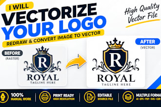 vectorize your logo, redraw and convert image to vector