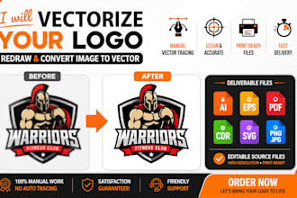 vectorize your logo, redraw and convert image to vector