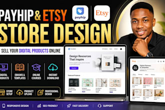 design payhip store etsy digital product shop