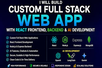 build custom full stack web app with react frontend backend ai development