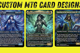 design custom mtg card, custom token, fantasy card art, tcg illustration