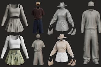 do custom second life 3d clothing mesh with textures rigging marvelous designer
