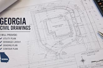 provide georgia civil drawings utility plan drainage layout grading plan