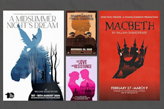 design modern minimalist theater, play posters and artwork