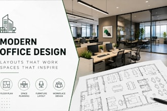 create modern office interior design and workplace layout drawings