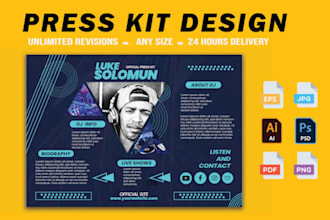 design artist epk, clickable pdf artist dj press kit, music press kit, one sheet
