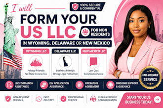 form your US llc in wyoming, delaware or new mexico for non residents