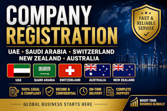 company registration in uae, saudi arabia, switzerland, new zealand, australia