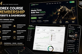 design forex course membership website and dashboard for trading coaches