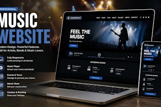 design bandzoogle website, music website entertainment website for music career
