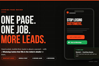 build a fast 1 page landing page with a whatsapp lead button