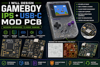 design gameboy ips and usb c mod pcb