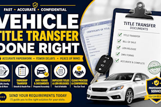 prepare vehicle title transfer, title paperwork, ownership transfer