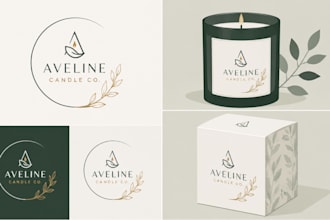 design luxury candle label, packaging box and logo design for your brand