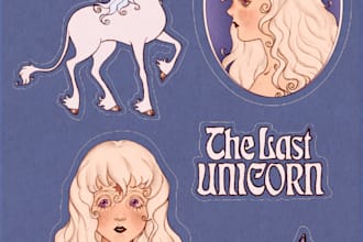 draw a custom vintage sticker sheet illustration for you