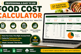 food cost calculator, restaurant food cost calculator, recipe yield, menu cost