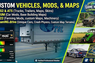 message me for custom cars, trucks, mods, maps, and skins for ets2, scum, ats, f