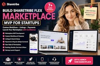 build sharetribe flex marketplace mvp with custom workflows, payments, listings