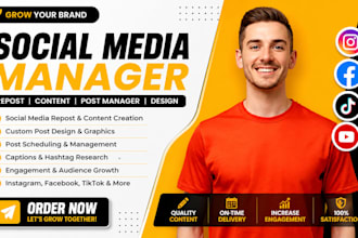 do social media repost, content creation, social media post manager and design