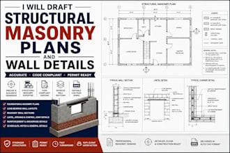 draft structural masonry plans and detailed wall sections