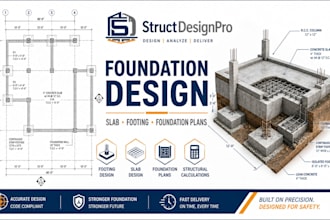 design foundation plans, slab and footing with structural calculations