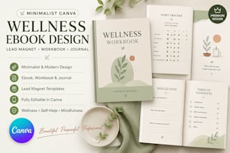 design minimalist canva wellness ebook lead magnet workbook journal