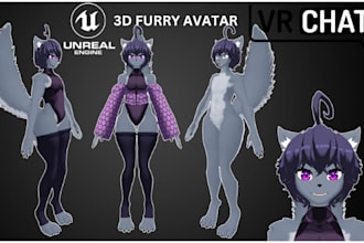 make a custom furry vrchat avatar, fursona, vrm and 3d vtuber model