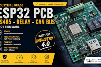 design industrial esp32 pcb, rs485, relay control, can bus and iot firmware