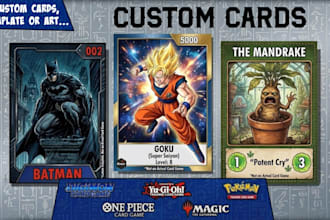 design quality custom tcg  cards, template, artwork for any trading card game