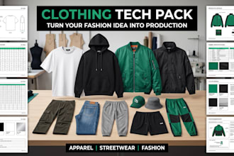 design clothing tech pack fashion tech pack apparel tech pack streetwear