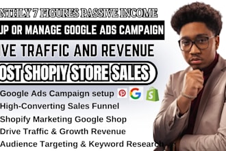 setup or optimize  google ads campaign, shopify marketing to boost shopify sales